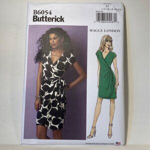 Butterick B6054 Wrap Dress Self Tie Sewing Pattern Maggie London Design 14-22 FF